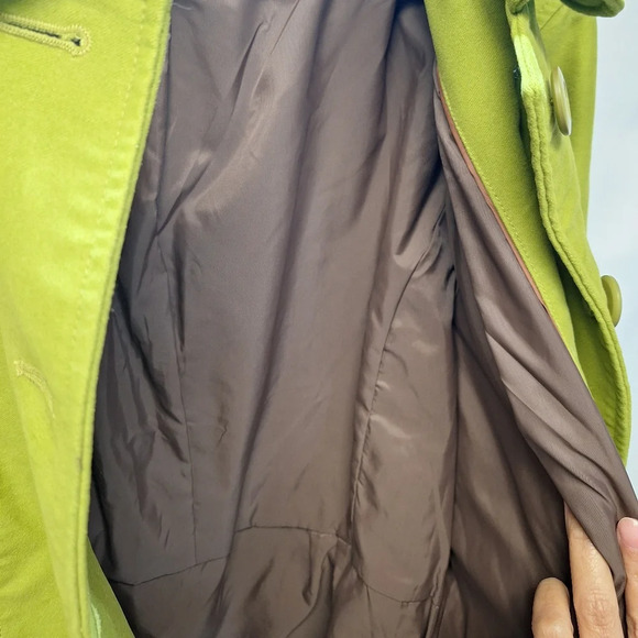 L.L. Bean Womens Pea Coat Suede Texture Apple Green w/ Matching Belt Regular Fit - Picture 11 of 16